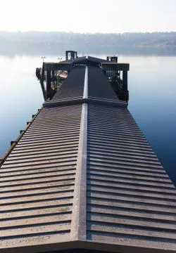 Long pier ceiling going in to the distance Stock Photos