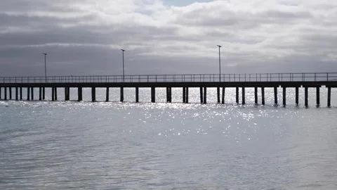 A long pier extending into the sea. Rye Pier, Mornington VIC Australia Stock Footage 252067068