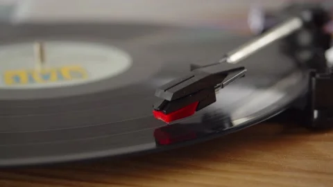 Long Play Vinyl Spinning On Turntable Stock Footage