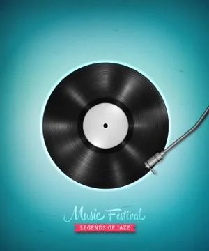 Long-playing vinyl gramophone record. Music poster Stock Illustration