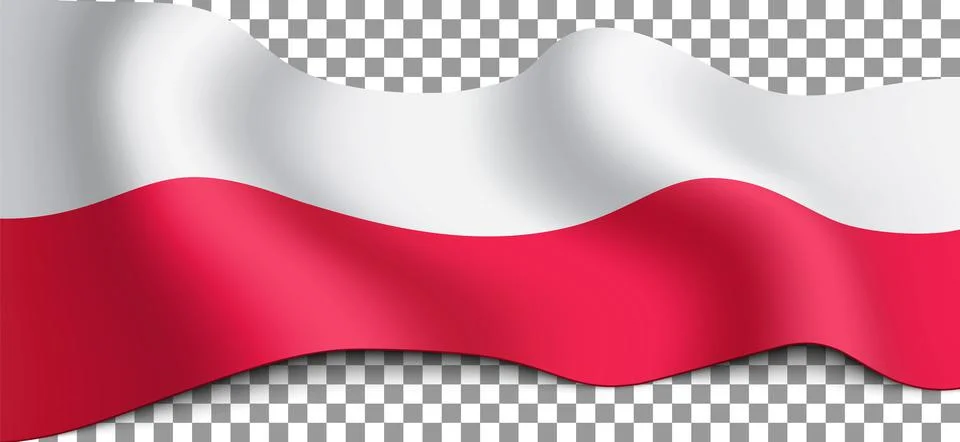 Long Polish flag on a transparent background. Stock Illustration