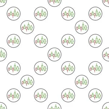 Long Position Crypto Trading vector outline round seamless pattern 스톡 일러스트