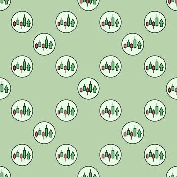 Long Position Cryptocurrency Trading vector colored round seamless pattern Illustrazione stock