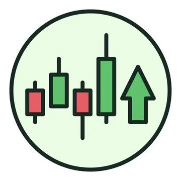 Long Position Cryptocurrency Trading vector colored round icon or design el.. Stock Illustration