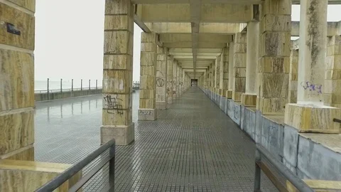 Long promenade with columns Stock Footage 100145533