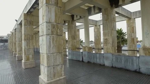 Long promenade with columns Stock Footage 100145543