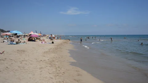 Long Pulluted Beach Stock Footage 54628693