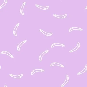 Long purple eggplant line vector seamless pattern Illustrazione stock