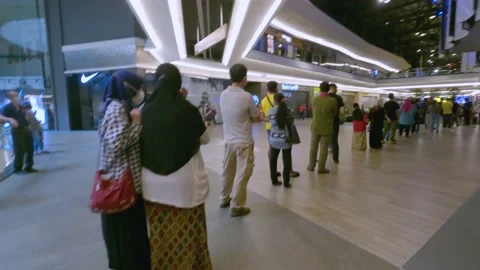 Long Queue for Coronavirus Vaccination Stock Footage 157808874