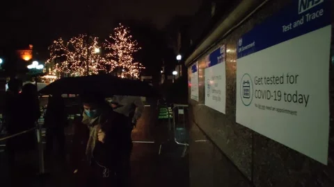 LONG QUEUE FOR COVID-19 TESTING AT SAME DAY SITE LONDON UK 4K Stock Footage 145421707