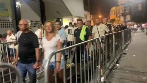 Long queue to enter the wake of King Pele in Sao Paulo, Brazil Stock Footage 228990124