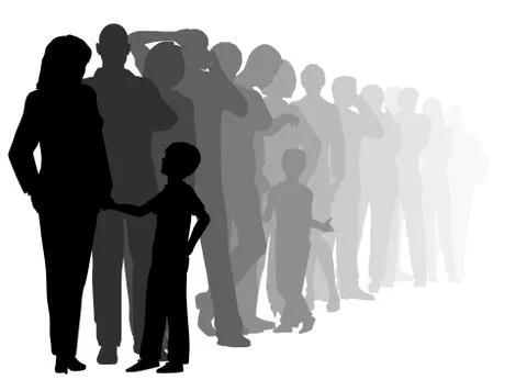 Long queue Stock Illustration