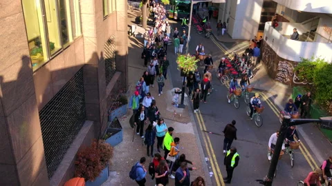 The long queue at London Bridge. Mourners queuing, London, UK. Stock Footage 210910519