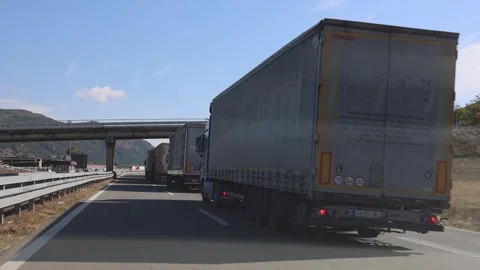 Long Queue Truck Border Stock Footage 275616044