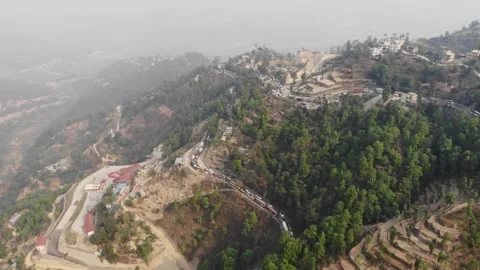Long Queue of Vehicles on Mountain Road in Nepal Stock Footage 336333014