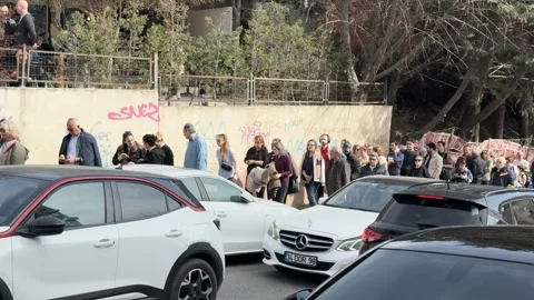 Long queues occurred at voting points as Mayor Ekrem Imamoglu detained Stock Footage 304830463