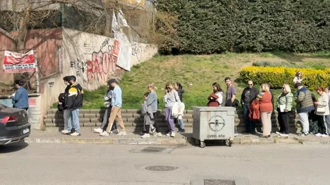 Long queues occurred at voting points as Mayor Ekrem Imamoglu detained Stock Footage 304830556