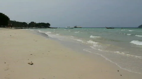 Long Quiet Beach Stock Footage 664312