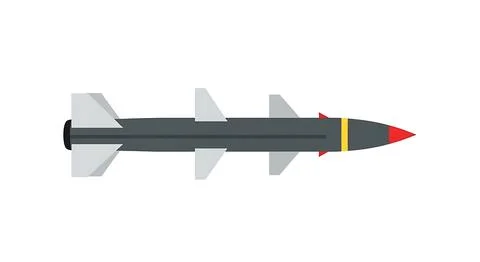 Long range cruise missile vector illustration with dark grey fuselage and l.. Stock Illustration