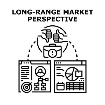 Long range market perspective analyzing business strategy Иллюстрация