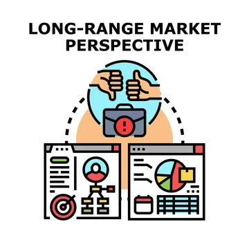 Long range market perspective analyzing business strategy Illustrazione stock