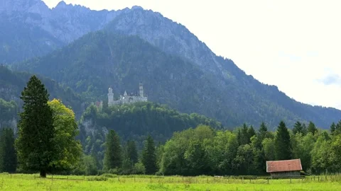 Long range view of Neuschwanstein Castle Stock Footage 321460539