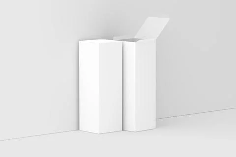 Long Rectangle Box White Blank 3D Rendering Mockup Stock Illustration