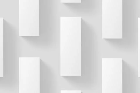 Long Rectangle Box White Blank 3D Rendering Mockup Stock Illustration