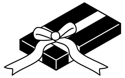 Long rectangular gift box with extended ribbon, elegant Christmas present, .. Stock Illustration