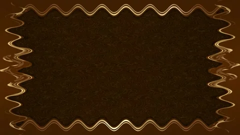 Long rectangular horizontal wavy golden closed lines on brown background, f.. Stockbeeldmateriaal 270316060