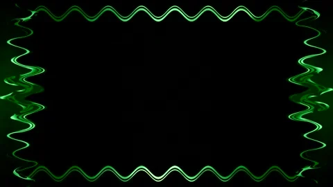 Long rectangular horizontal wavy green closed lines on black background, fr.. Stockbeeldmateriaal 270315967