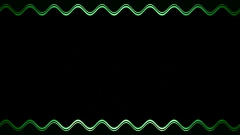 Long, rectangular, horizontal wavy green stripes, lines on a black backgrou.. Stockbeeldmateriaal 270316024