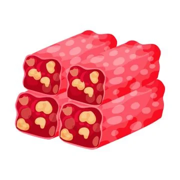 Long rectangular pieces of red nougat. Vector illustration on white background. イラスト素材