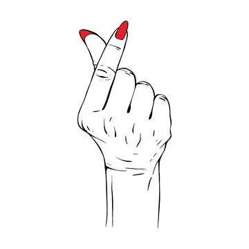 Long red nails hand drawn gesture sketch vector illustration line art Stock Illustration