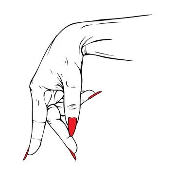 Long red nails hand drawn gesture sketch vector illustration line art Stock Illustration