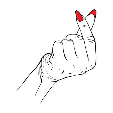 Long red nails hand drawn gesture sketch vector illustration line art Stock Illustration
