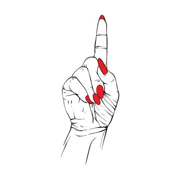 Long red nails hand drawn gesture sketch vector illustration line art Illustrazione stock