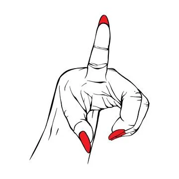 Long red nails hand drawn gesture sketch vector illustration line art Stock Illustration
