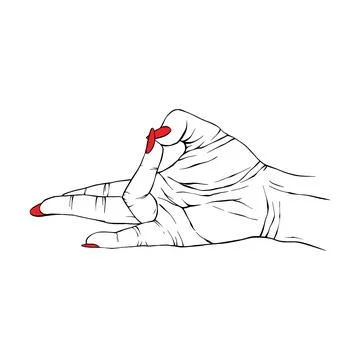 Long red nails hand drawn gesture sketch vector illustration line art Stock Illustration