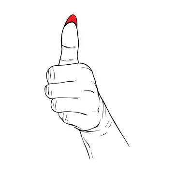 Long red nails hand drawn gesture sketch vector illustration line art Stock Illustration