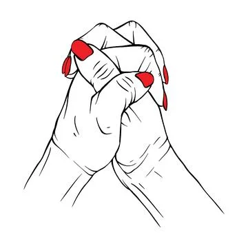 Long red nails hand drawn gesture sketch vector illustration line art Stock Illustration