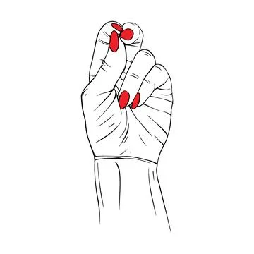 Long red nails hand drawn gesture sketch vector illustration line art Illustrazione stock