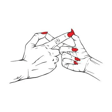 Long red nails hand drawn gesture sketch vector illustration line art Stock Illustration