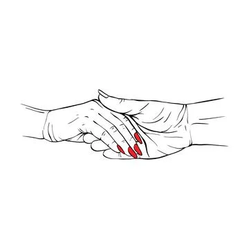 Long red nails hand drawn gesture sketch vector illustration line art Stock Illustration