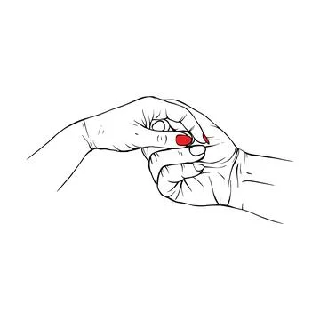 Long red nails hand drawn gesture sketch vector illustration line art Stock Illustration