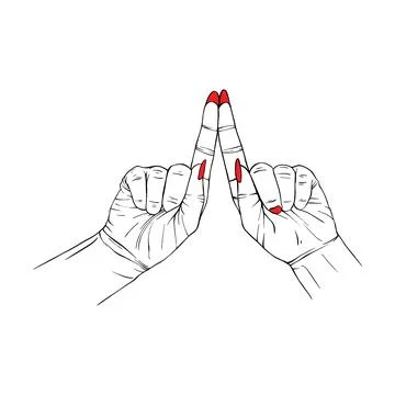 Long red nails hand drawn gesture sketch vector illustration line art Stock Illustration
