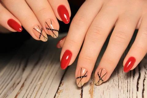 Long red nails Stock Photos