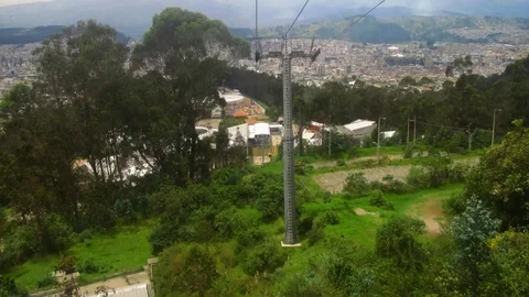 Long ride on a cable car to Pichincha mountain at Quito, Ecuador Stock Footage 75845663