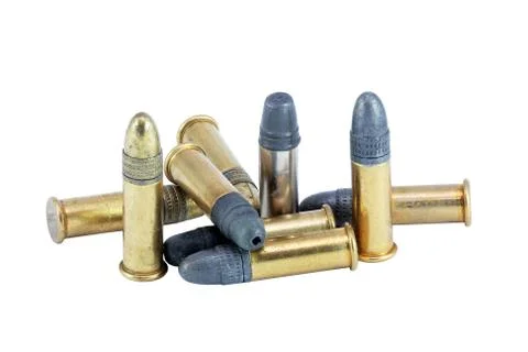 Long rifle bullets Stock Photos