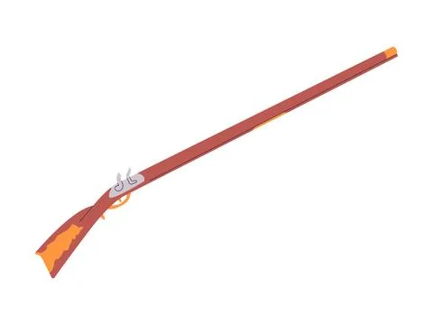 Long rifle firearm weapon attack shot dangerous handgun for hunting or self d Stock Illustration